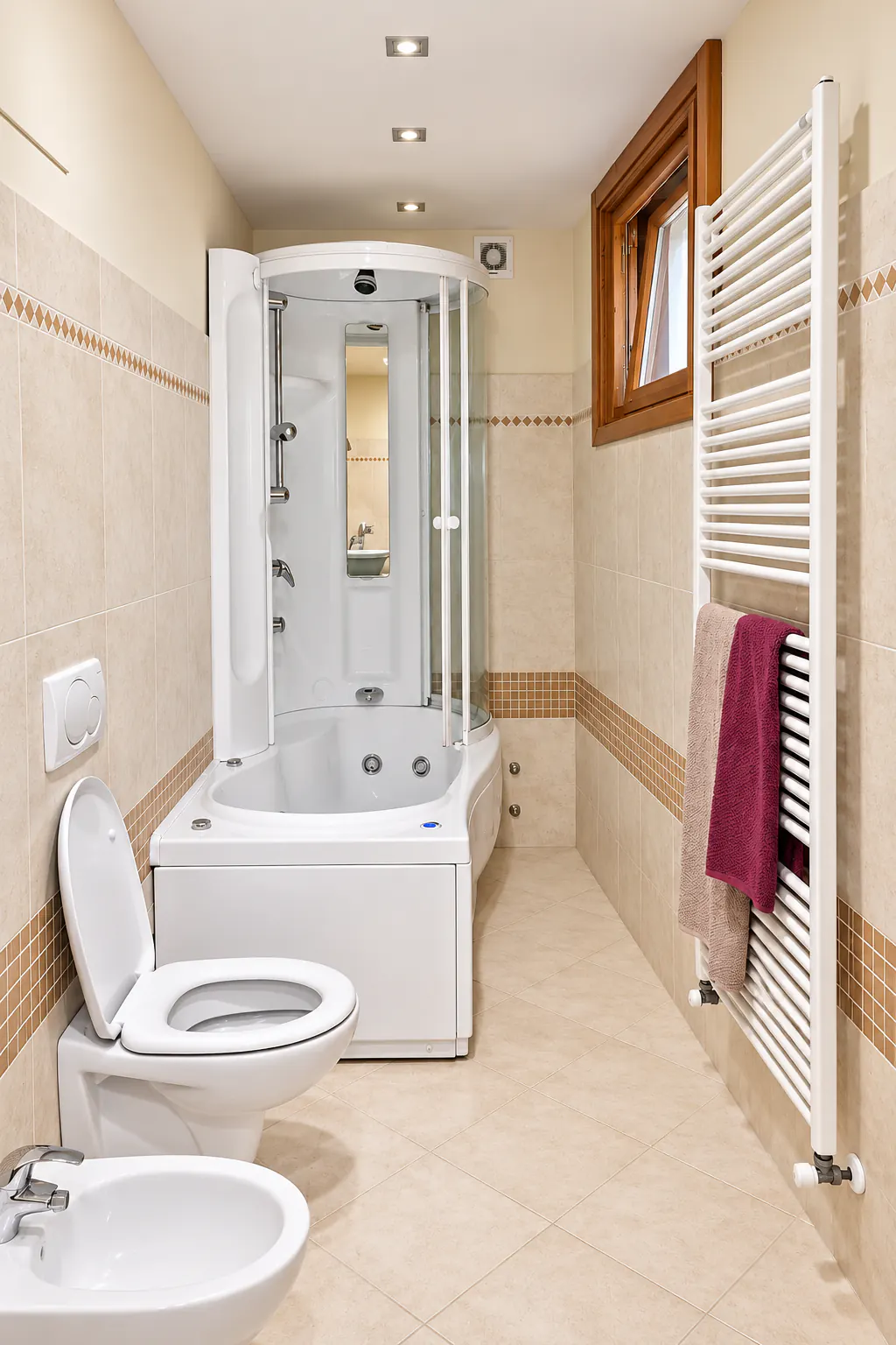 Bagno con doccia e vasca idromassaggio